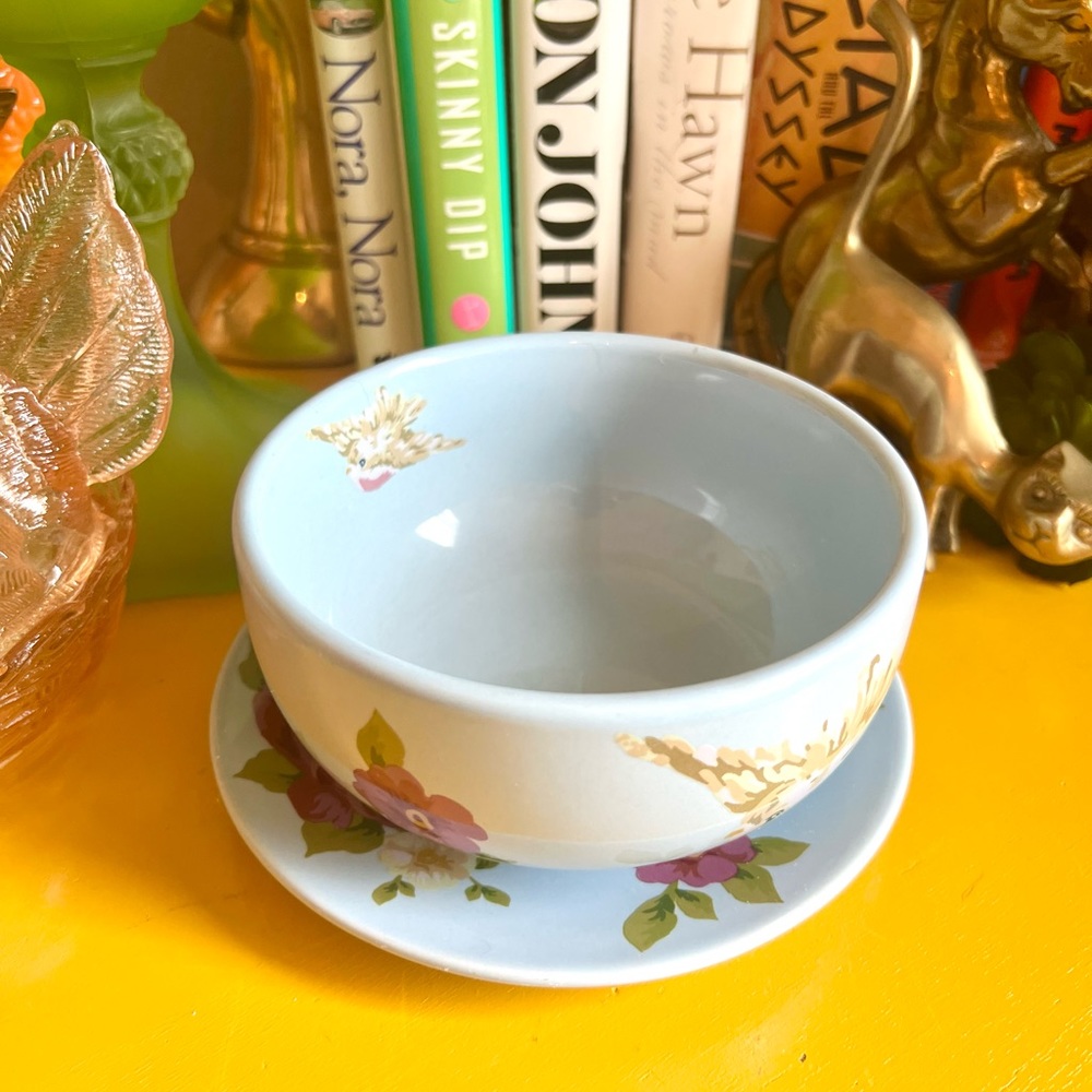 Songbird Garden by Rosie B. Farmer Bowl And Small Plate Sets Pink Blue Green - Picture 13 of 13